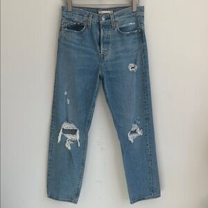 Levi’s Premium Wedgie Straight Blue Distressed Jeans